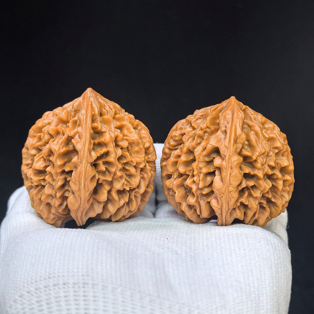 "Nine-Story Demon Tower" (Jiu Ceng Yao Ta) ZCS-1101 Collector Wenwan Walnuts Pair | 45.0mm x 47.0mm | Stock ID: ZCS-1101 - ThePatinaProject