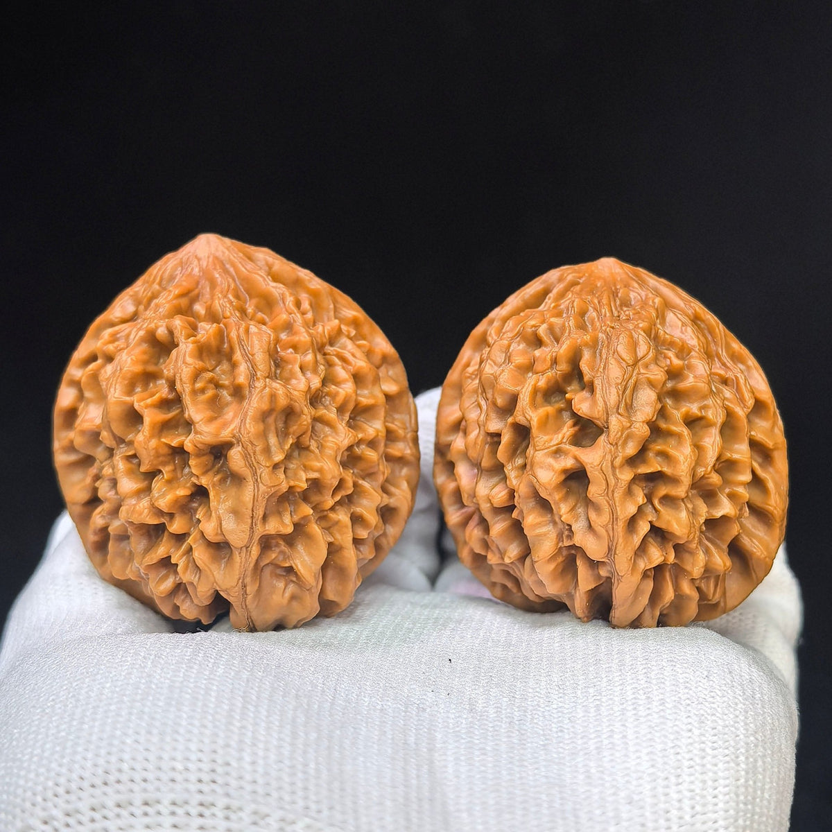 "Nine-Story Demon Tower" (Jiu Ceng Yao Ta) ZCS-1101 Collector Wenwan Walnuts Pair | 45.0mm x 47.0mm | Stock ID: ZCS-1101 - ThePatinaProject