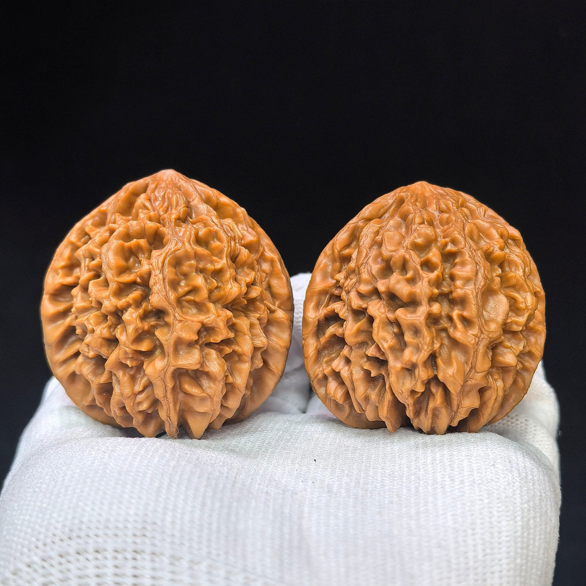 "Nine-Story Demon Tower" (Jiu Ceng Yao Ta) ZCS-1101 Collector Wenwan Walnuts Pair | 45.0mm x 47.0mm | Stock ID: ZCS-1101 - ThePatinaProject