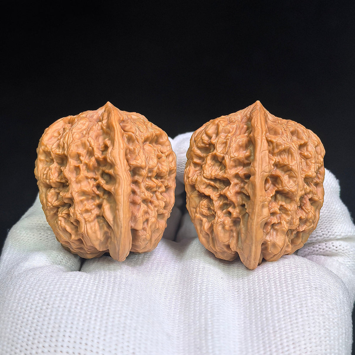 North China General-Shoulder “Tian Can Jiao” Wenwan Walnut Pair | 38.0mm x 37.0mm | HBJJTCJ-C1E1E - ThePatinaProject
