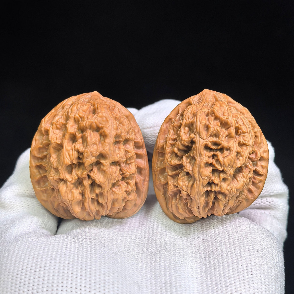 North China General-Shoulder “Tian Can Jiao” Wenwan Walnut Pair | 38.0mm x 37.0mm | HBJJTCJ-C1E1E - ThePatinaProject