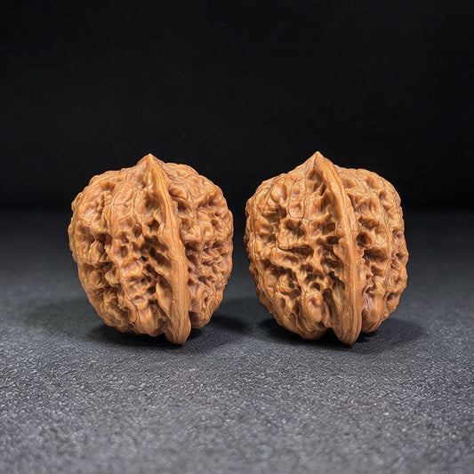 North China General-Shoulder “Tian Can Jiao” Wenwan Walnut Pair | 38.0mm x 37.0mm | HBJJTCJ-C1E1E - ThePatinaProject