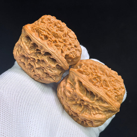 "North China General's Shoulder" Broad-Shouldered Heirloom Collection Wenwan Walnuts Pair | 37.0mm x 40.0mm | HBJJB-1501C - ThePatinaProject