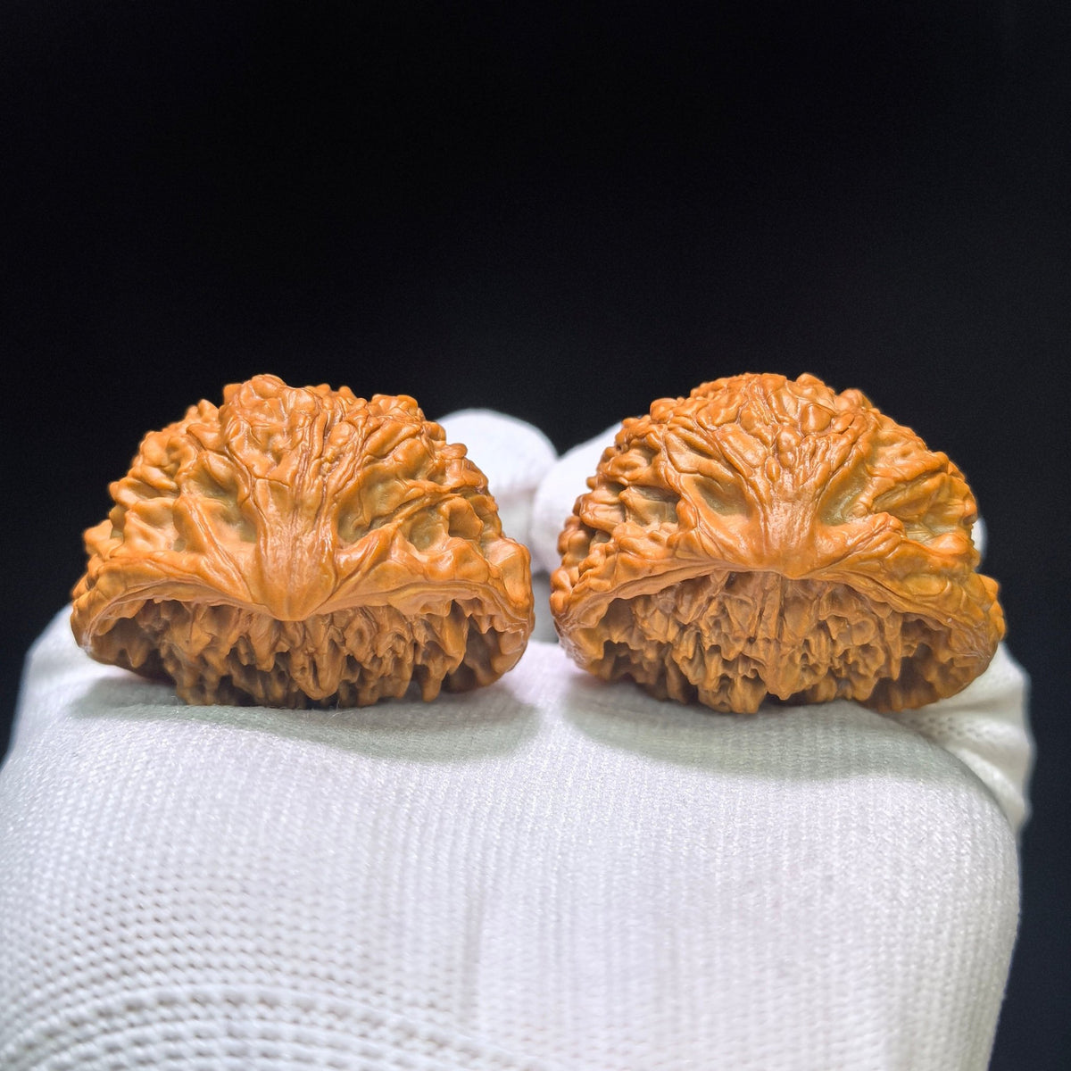 "Official Hat Snake Head" Guanmao Shetiao Inlaid Wenwan Walnuts Pair | 43.0mm x 34.0mm | GMSXQ-01SY - ThePatinaProject