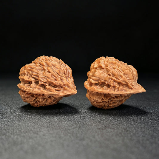 Official Hat “Woodpecker” Wenwan Walnut Pair — 34.0mm x 36.0mm | GMZF-1201E - ThePatinaProject