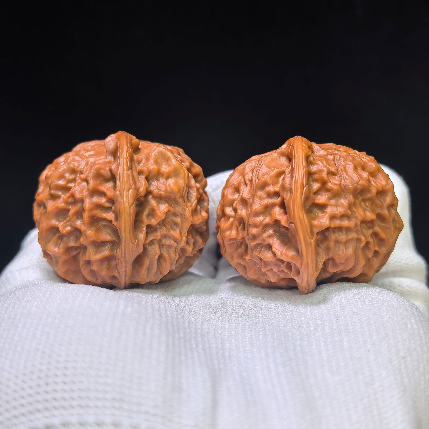 "Official Seal Porcelain Doll" Guanyin Ciwawawa Hybrid Low-Profile Wenwan Walnuts Pair | 43.0mm x 40.0mm | GY-1551C - ThePatinaProject