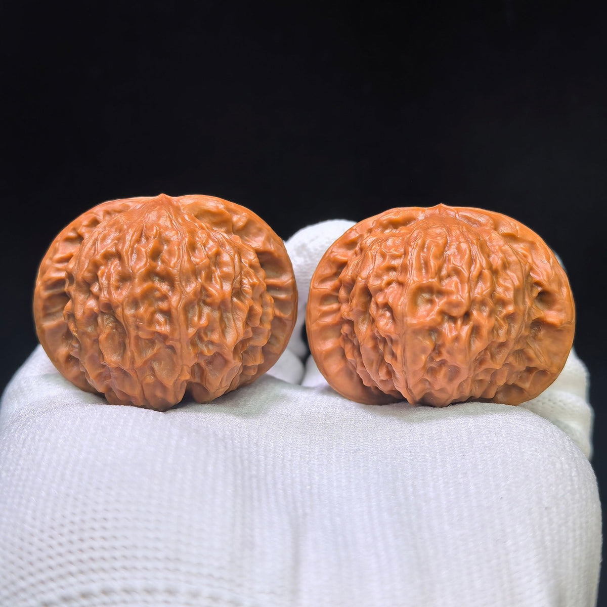 "Official Seal Porcelain Doll" Guanyin Ciwawawa Hybrid Low-Profile Wenwan Walnuts Pair | 43.0mm x 40.0mm | GY-1551C - ThePatinaProject