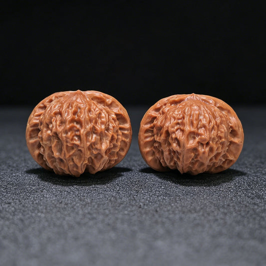 "Official Seal Porcelain Doll" Guanyin Ciwawawa Hybrid Low-Profile Wenwan Walnuts Pair | 43.0mm x 40.0mm | GY-1551C - ThePatinaProject