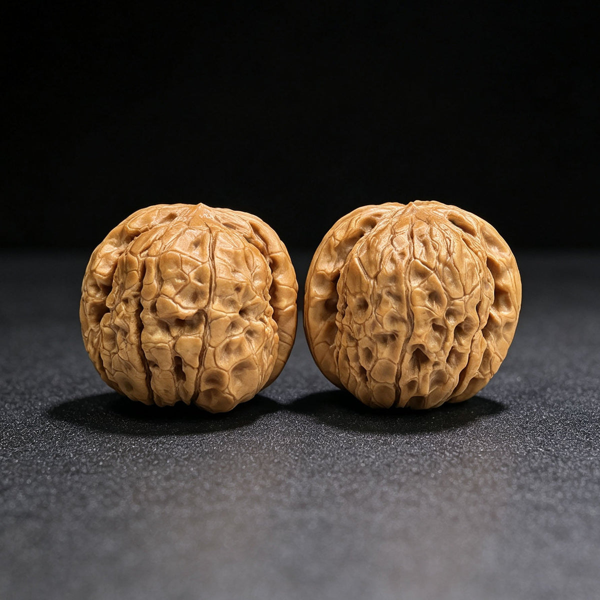 "Oracle Bone Script" Jiaguwen JGW-17B7C Low-Profile Wenwan Walnuts Pair | 35.0mm x 35.0mm | JGW-17B7C - ThePatinaProject