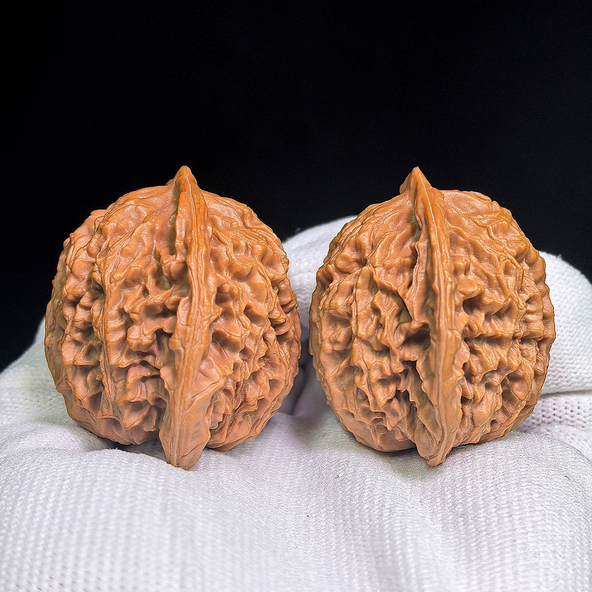 Panlongwen Wenwan Walnuts Pair | Layered Coiling Texture & Balanced Form | 41 × 35 mm | PLW-19B6 - ThePatinaProject