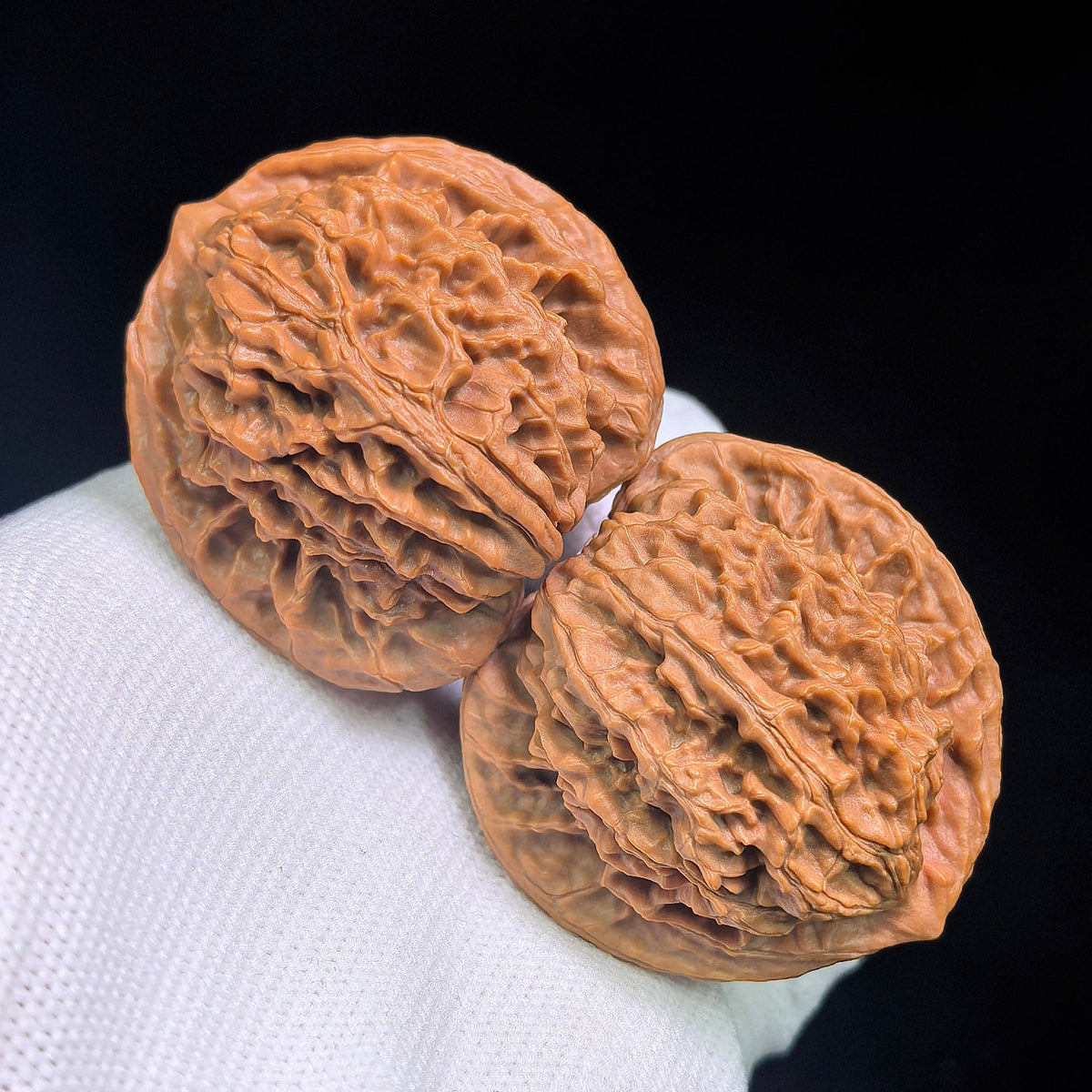 Panlongwen Wenwan Walnuts Pair | Layered Coiling Texture & Balanced Form | 41 × 35 mm | PLW-19B6 - ThePatinaProject