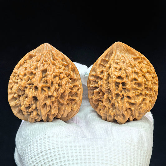 "Peach-Heart Concave Base Kylin" Taoxin Aodi Qilinwen Low-Profile Wenwan Walnuts Pair | 46.0mm x 43.0mm | TXADQLW-1503C - ThePatinaProject