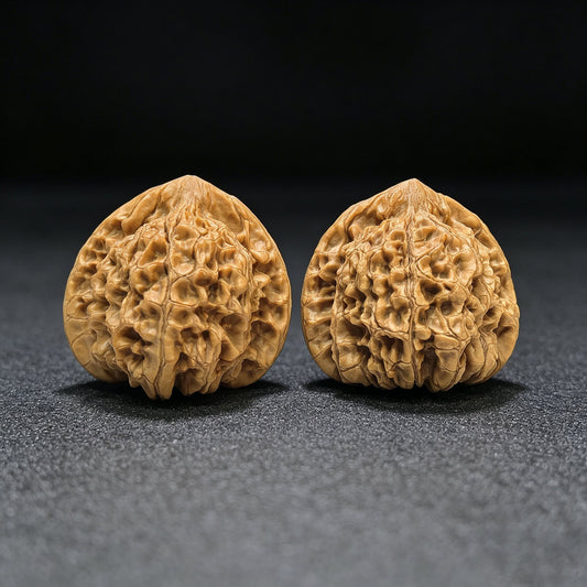 "Peach-Heart Concave Base Kylin" Taoxin Aodi Qilinwen Low-Profile Wenwan Walnuts Pair | 48.0mm x 43.0mm | TXADQLW-1501C - ThePatinaProject