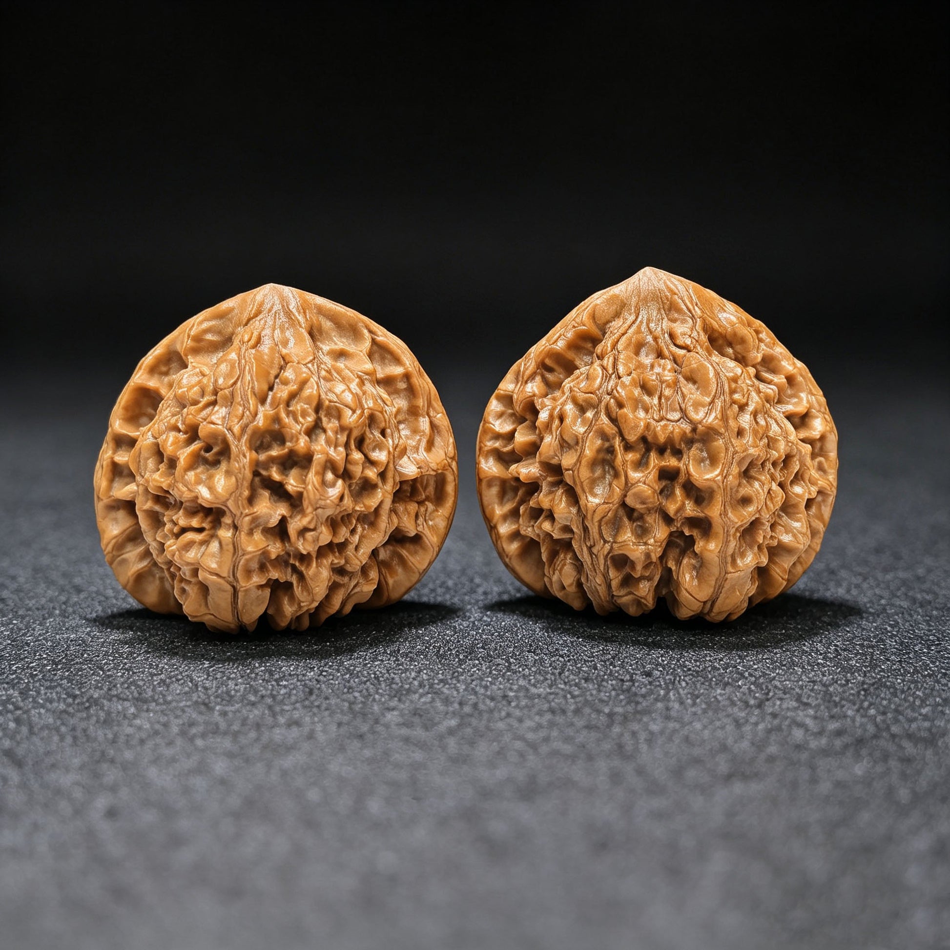 "Peach-Heart Concave Base Kylin" Taoxin Aodi Qilinwen Low-Profile Wenwan Walnuts Pair | 52.0mm x 44.0mm | TXADQLW-1502C - ThePatinaProject