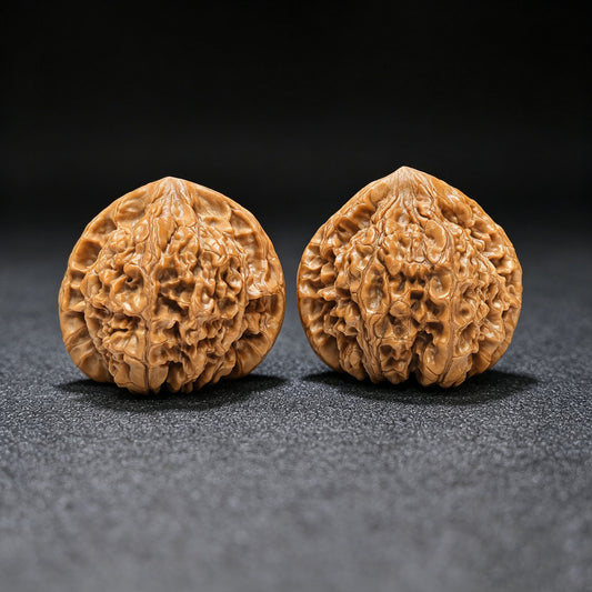 "Peach-Heart Concave Base Kylin" Taoxin Aodi Qilinwen Low-Profile Wenwan Walnuts Pair | 52.0mm x 44.0mm | TXADQLW-1502C - ThePatinaProject