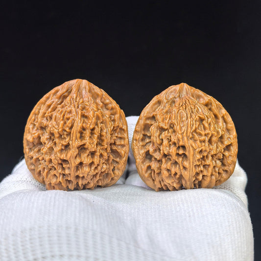 Peach-Heart Concave-Base Nanjiang Stone Wenwan Walnut Pair | 40.0mm x 38.0mm | TXBDNJS-17D9 - ThePatinaProject