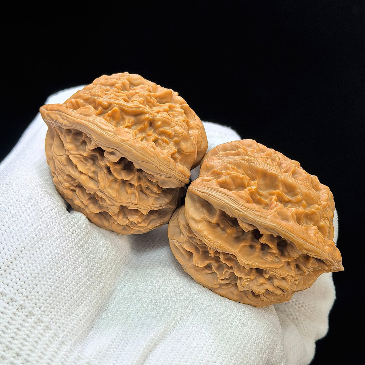 "Peach-Heart Concave Base Rosy Cloud Ridge" Taoxin Aodi Xiayunling Low-Profile Wenwan Walnuts Pair | 40.0mm x 38.0mm | XYL-1502C - ThePatinaProject