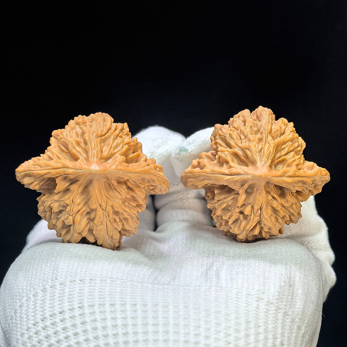 "Peach-Heart Concave Base Rosy Cloud Ridge" Taoxin Aodi Xiayunling Low-Profile Wenwan Walnuts Pair | 40.0mm x 38.0mm | XYL-1502C - ThePatinaProject