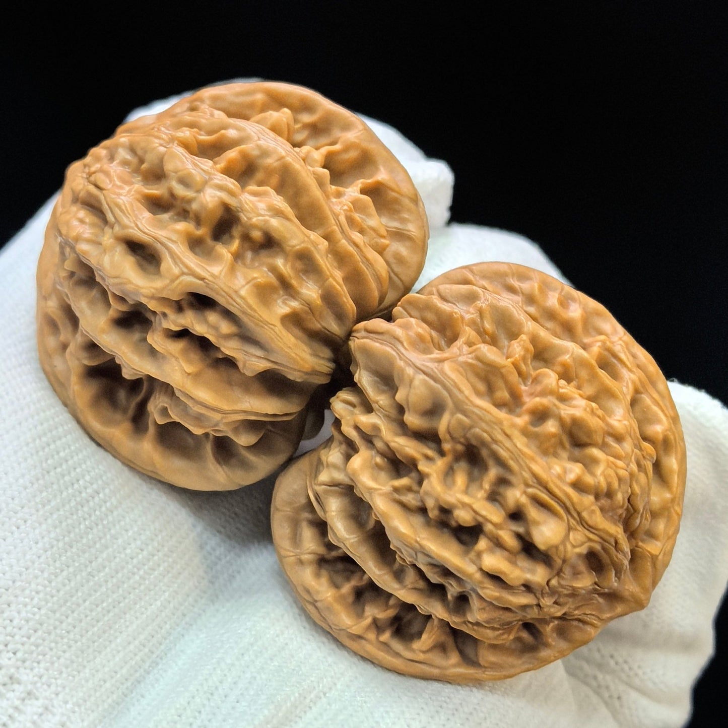 "Peach-Heart Concave Base Rosy Cloud Ridge" Taoxin Aodi Xiayunling Low-Profile Wenwan Walnuts Pair | 46.0mm x 44.0mm | XYL-1504C - ThePatinaProject