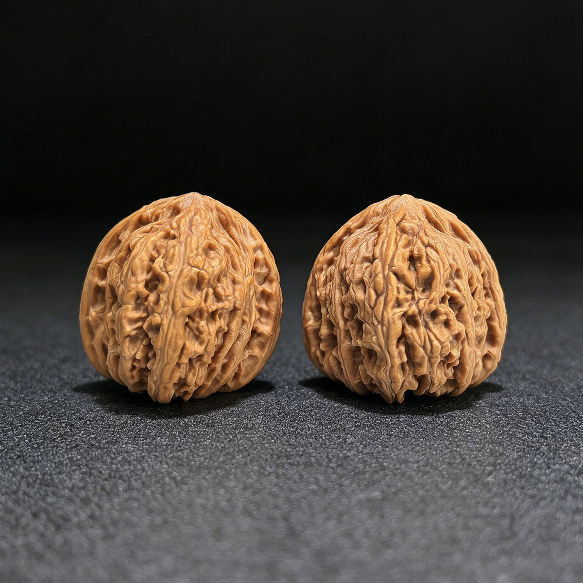 "Peach Heart Ruby" Taoxin Hongbaoshi Wenwan Walnuts Pair | 34.0mm x 35.0mm | HBS-1403 - ThePatinaProject