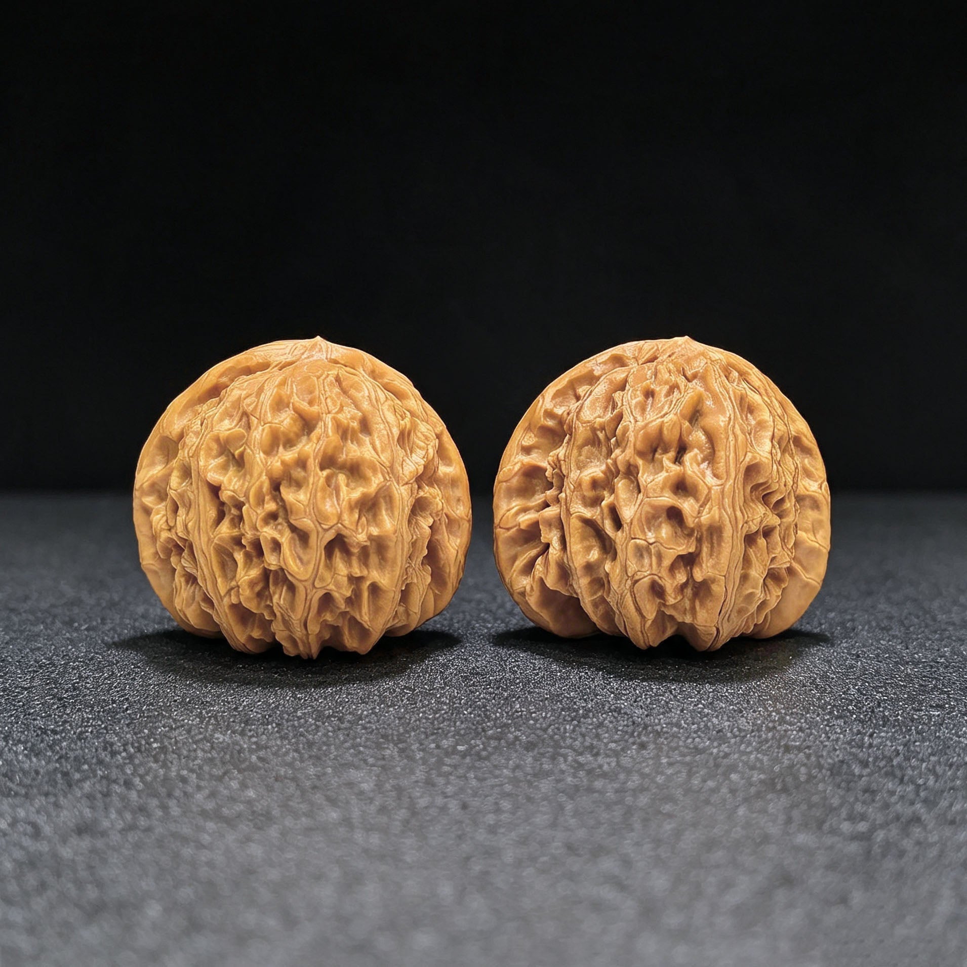 "Peach-Heart White Lion" Taoxin Baishizi Low-Profile Wenwan Walnuts Pair | 40.0mm x 42.0mm | BSJ-1503C - ThePatinaProject