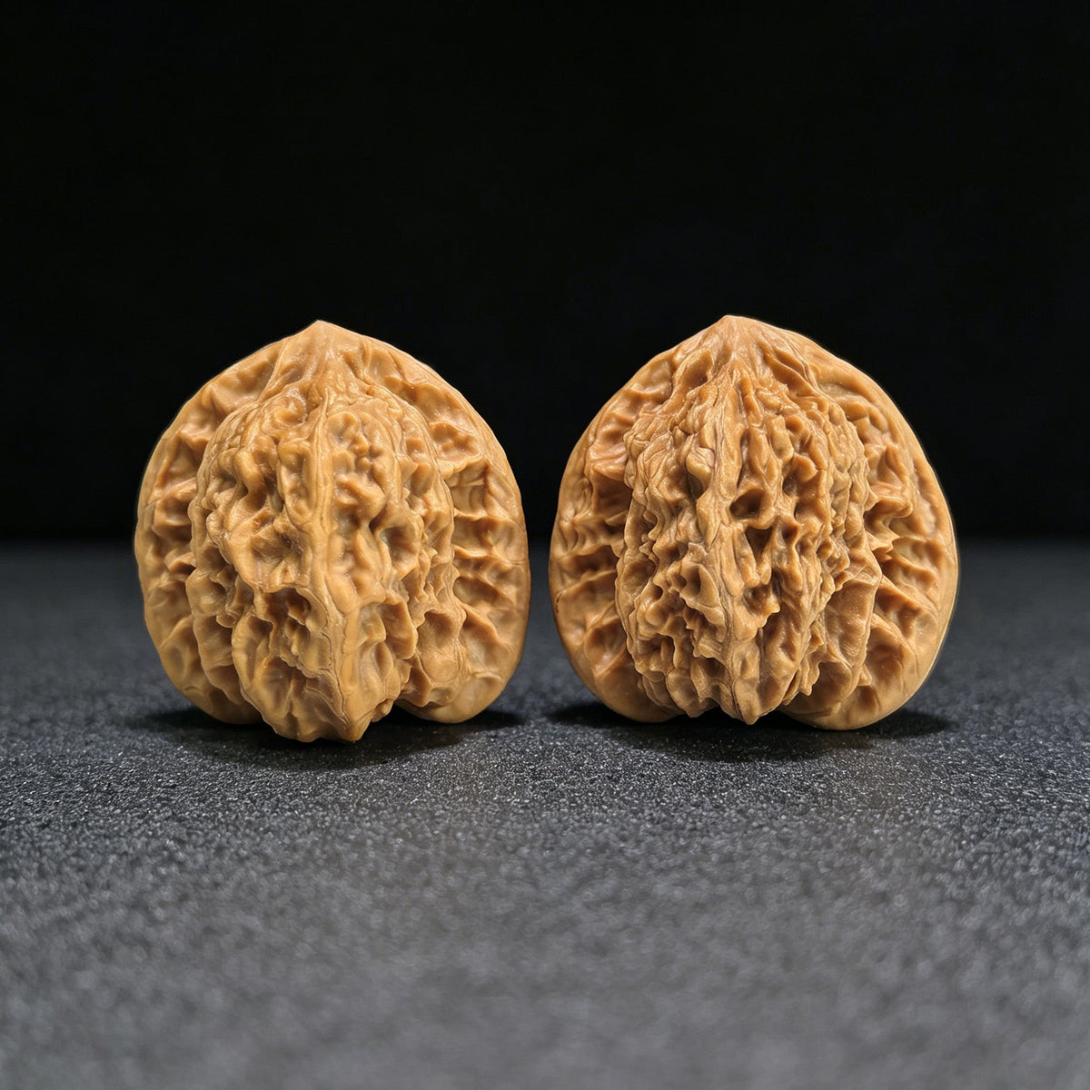 Peach Heart Xialingling (Xia Yun Ling) Scholar Walnuts Pair | 39.0mm x 37.0mm | Compact Ingot Silhouette | Stock ID: XYL-1402 - ThePatinaProject