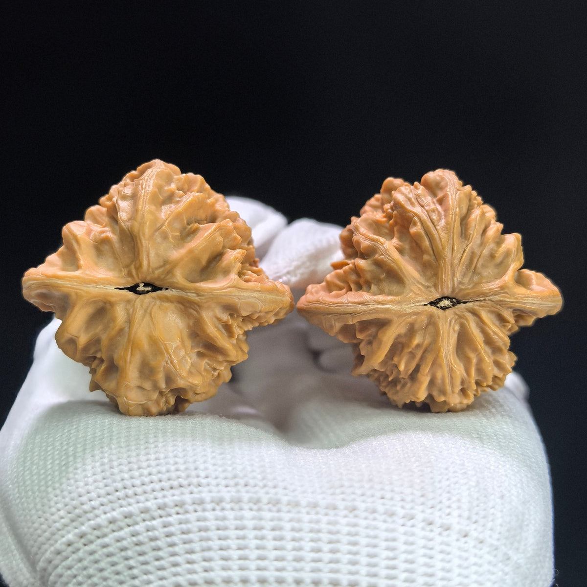 Peach Heart Xialingling (Xia Yun Ling) Scholar Walnuts Pair | 39.0mm x 37.0mm | Compact Ingot Silhouette | Stock ID: XYL-1402 - ThePatinaProject