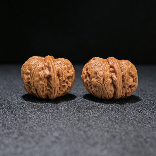 "Pinggu Ingot Clairvoyant Ear" Pinggu Yuanbao Shunfenge Wenwan Walnuts Pair | 39.0mm x 44.0mm | PGYBSFE-CG214E - ThePatinaProject