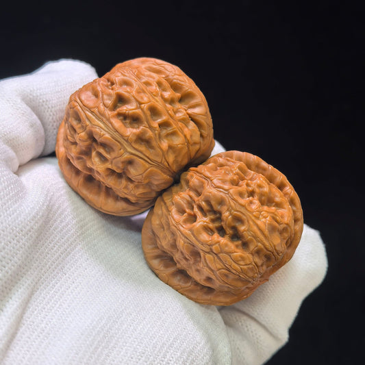 "Pinggu Ingot Clairvoyant Ear" Pinggu Yuanbao Shunfenge Wenwan Walnuts Pair | 39.0mm x 44.0mm | PGYBSFE-CG214E - ThePatinaProject