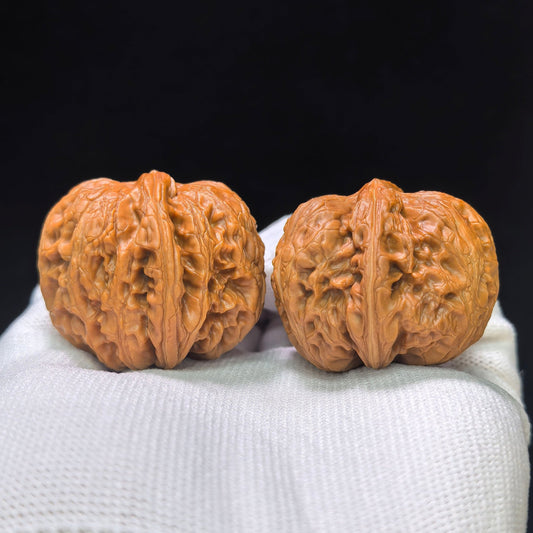 "Pinggu Sycee Ingot" Pinggu Yuanbao PGYB-1502C Low-Profile Wenwan Walnuts Pair | 38.0mm x 40.0mm | PGYB-1502C - ThePatinaProject