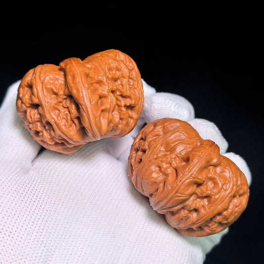 "Pinggu Sycee" Pinggu Yuanbao PGYB-CWB1E Wenwan Walnuts Collector Pair | 41.0mm x 47.0mm | Stock ID: PGYB-CWB1E - ThePatinaProject