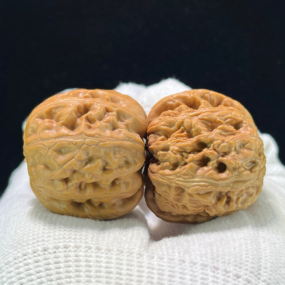 Pinggu Yuanbao (Gold Ingot) Scholar Walnuts Pair | 34.0mm x 37.0mm | Stock ID: PGYB-1104 - ThePatinaProject