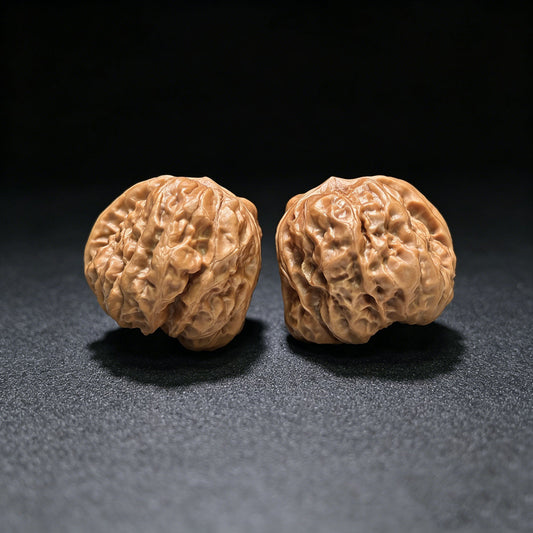"Pocket Crystal Frog Half-Wall" Pocket Size Shuijingwa Banbi Wenwan Walnuts Pair | 34.0mm x 38.0mm | XZSJWBB-CG216E - ThePatinaProject