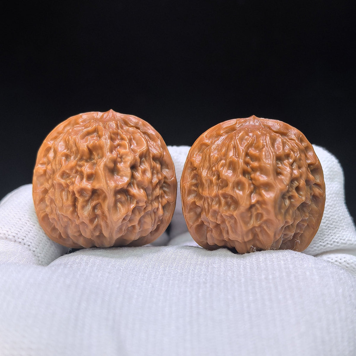 "Pocket Porcelain Doll" Miniature Ciwawa Wenwan Walnuts (Pair) | 34.0mm x 35.0mm | Stock ID: CWW-1506C - ThePatinaProject