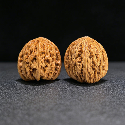 "Pocket Ruby" Xiuzhen Hongbaoshi Wenwan Walnuts Pair | 33.0mm x 33.0mm | HBS-1402 - ThePatinaProject