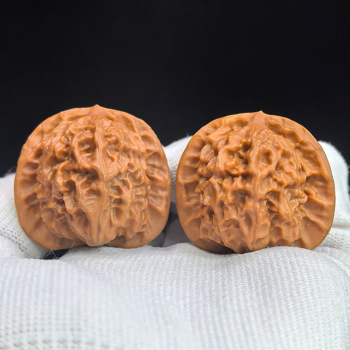 Porcelain Doll × Chengde Official Seal Wenwan Walnut Pair — 37.0mm x 35.0mm | CWWXCDGY-17A6C - ThePatinaProject