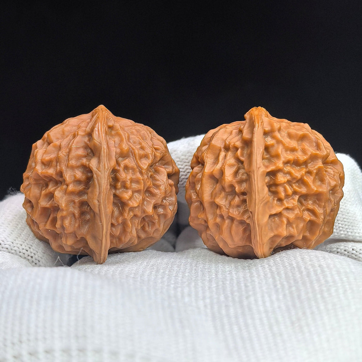 Porcelain Doll × Chengde Official Seal Wenwan Walnut Pair — 37.0mm x 35.0mm | CWWXCDGY-17A6C - ThePatinaProject