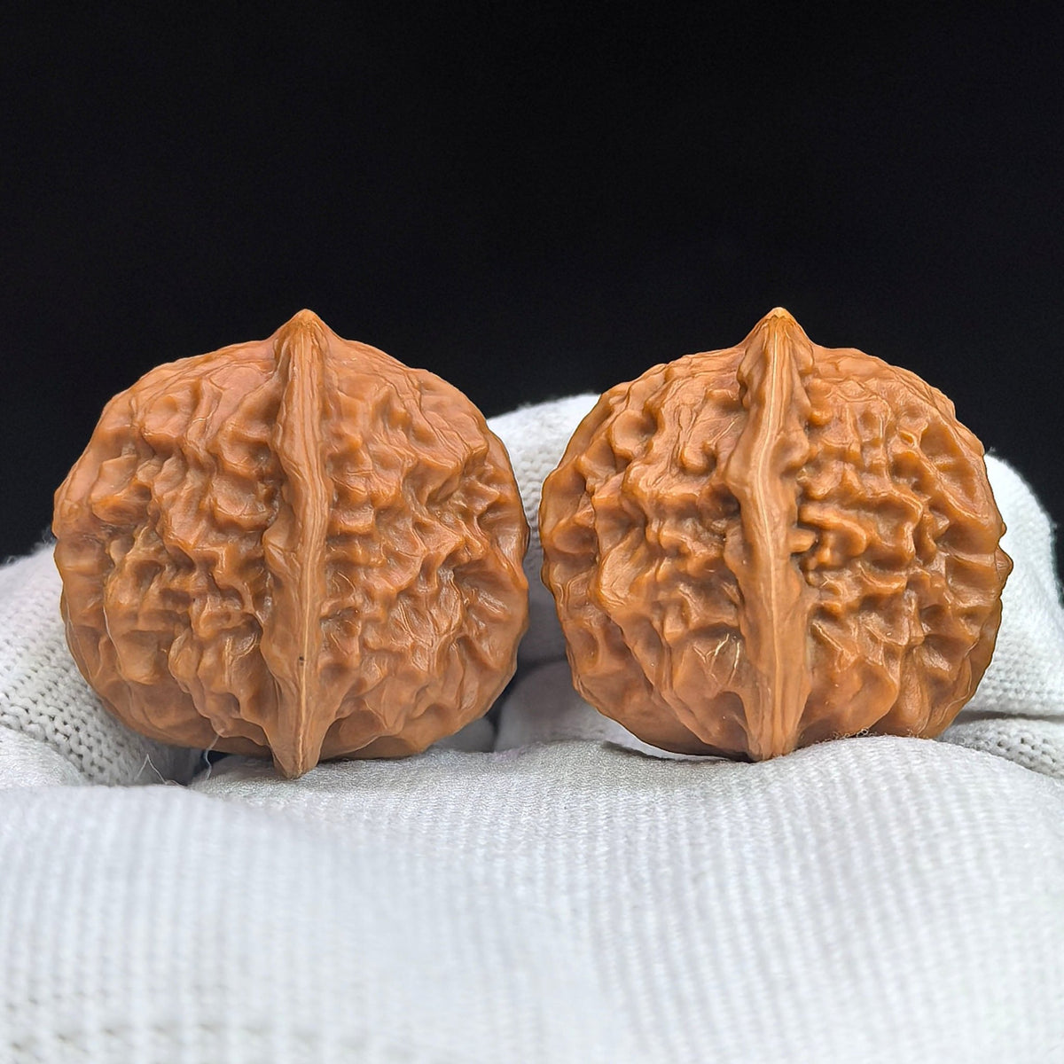 Porcelain Doll × Chengde Official Seal Wenwan Walnut Pair — 37.0mm x 35.0mm | CWWXCDGY-17A6C - ThePatinaProject