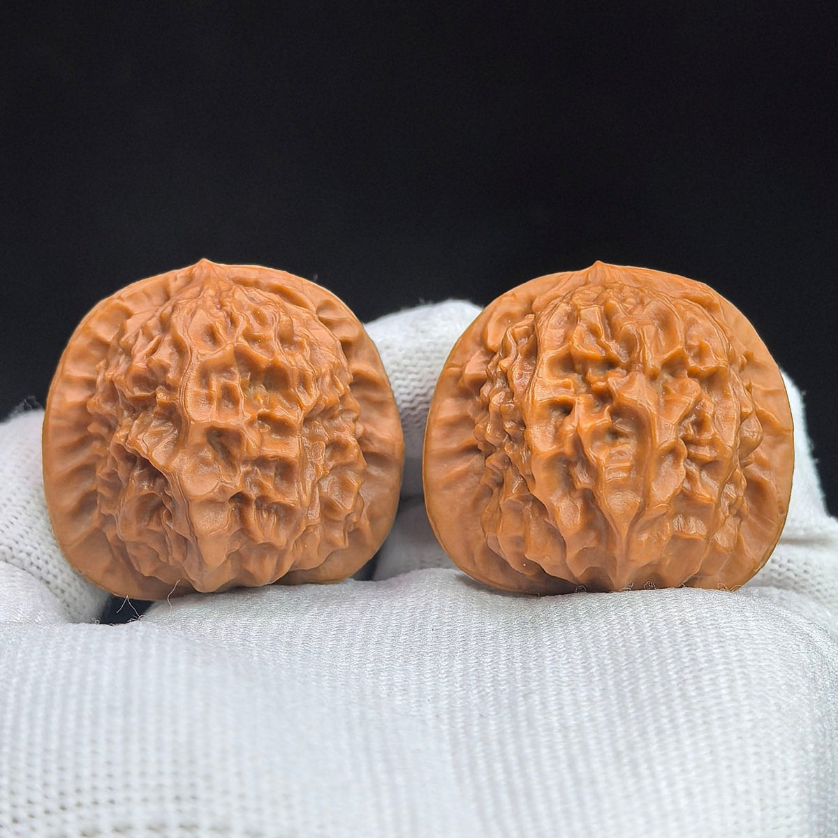 Porcelain Doll × Chengde Official Seal Wenwan Walnut Pair — 37.0mm x 35.0mm | CWWXCDGY-17A6C - ThePatinaProject