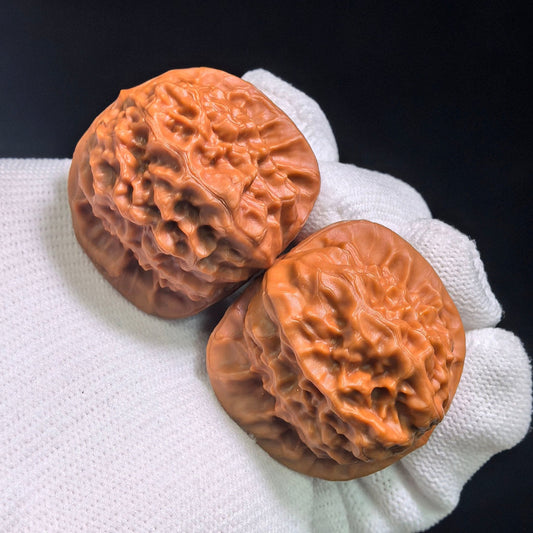 "Porcelain Doll x Chengde Official Seal" Ciwawawa CWW-802C Heirloom Wenwan Walnuts Pair | 35.0mm x 35.0mm | CWW-802C - ThePatinaProject