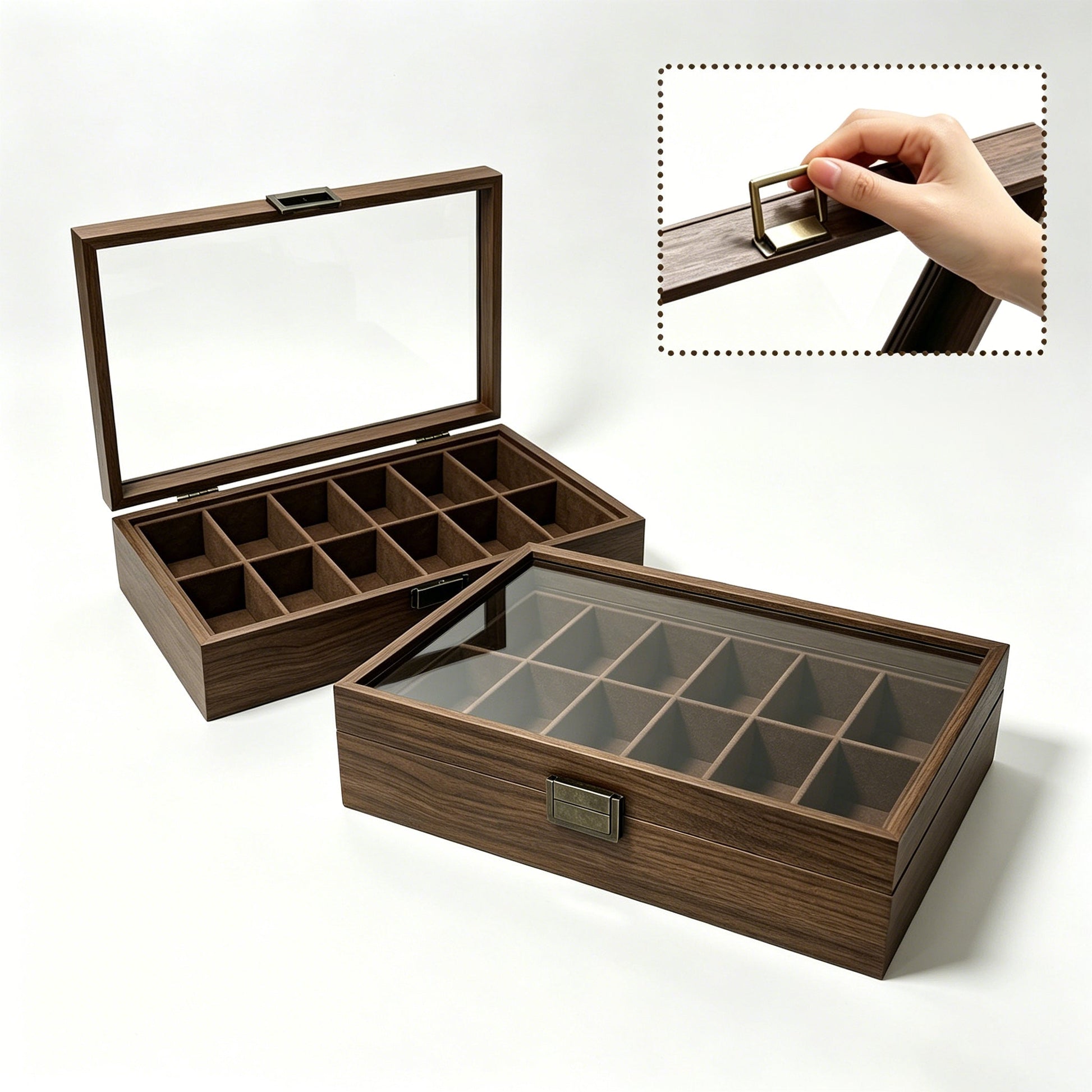 Premium 12-Compartment Wenwan Walnut Collection Storage Box | Wooden Display Case for Scholar Walnuts & Patina Treasures | [US Domestic Shipping Only] - ThePatinaProject