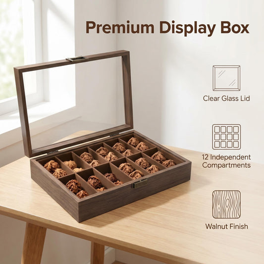 Premium 12-Compartment Wenwan Walnut Collection Storage Box | Wooden Display Case for Scholar Walnuts & Patina Treasures | [US Domestic Shipping Only] - ThePatinaProject