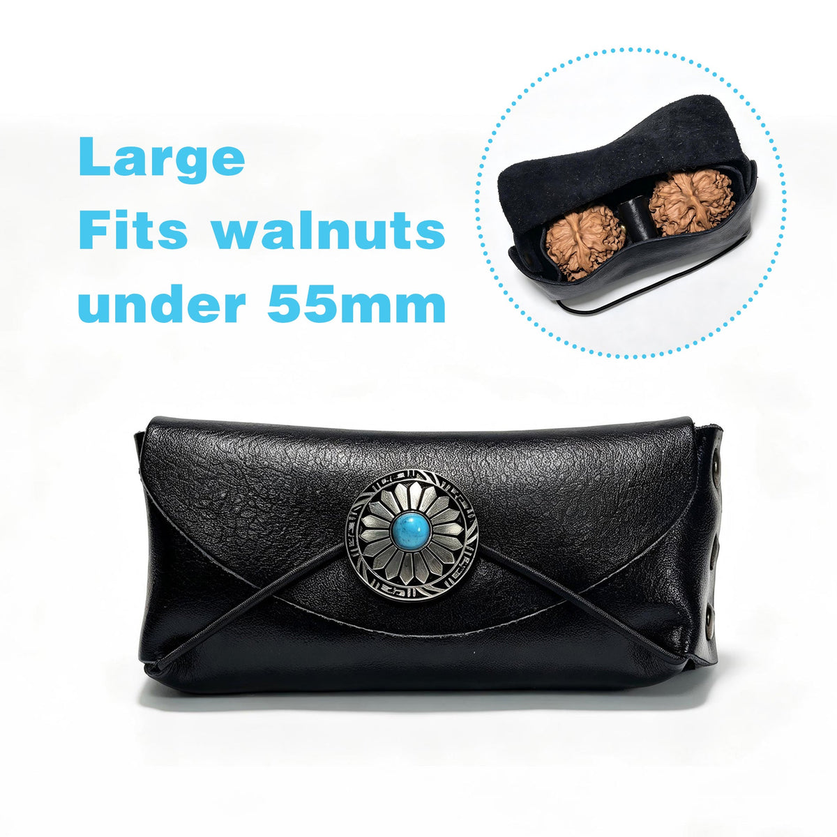 Premium Leather Wenwan Walnut Pouch – Vintage Concho Dual-Compartment Carrying Case - ThePatinaProject