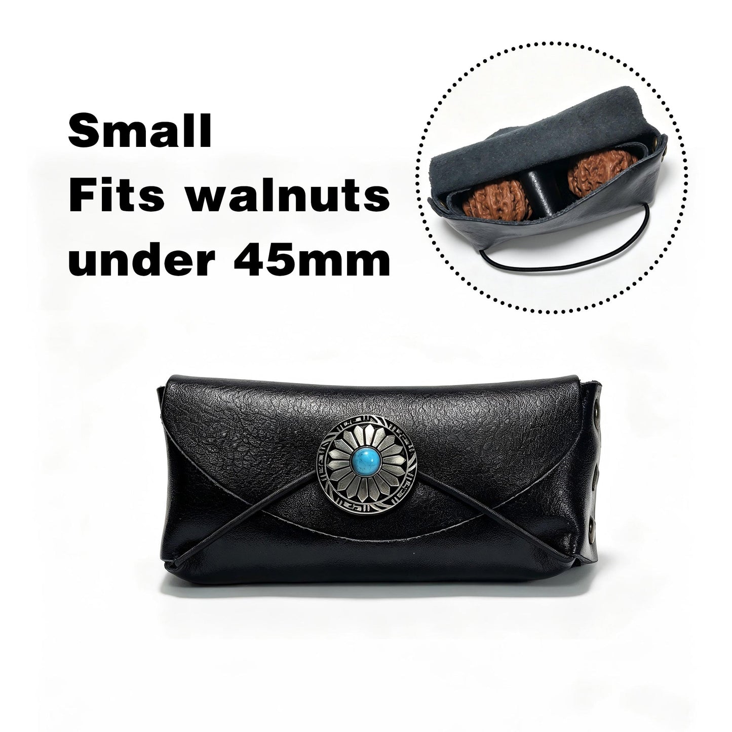 Premium Leather Wenwan Walnut Pouch – Vintage Concho Dual-Compartment Carrying Case - ThePatinaProject
