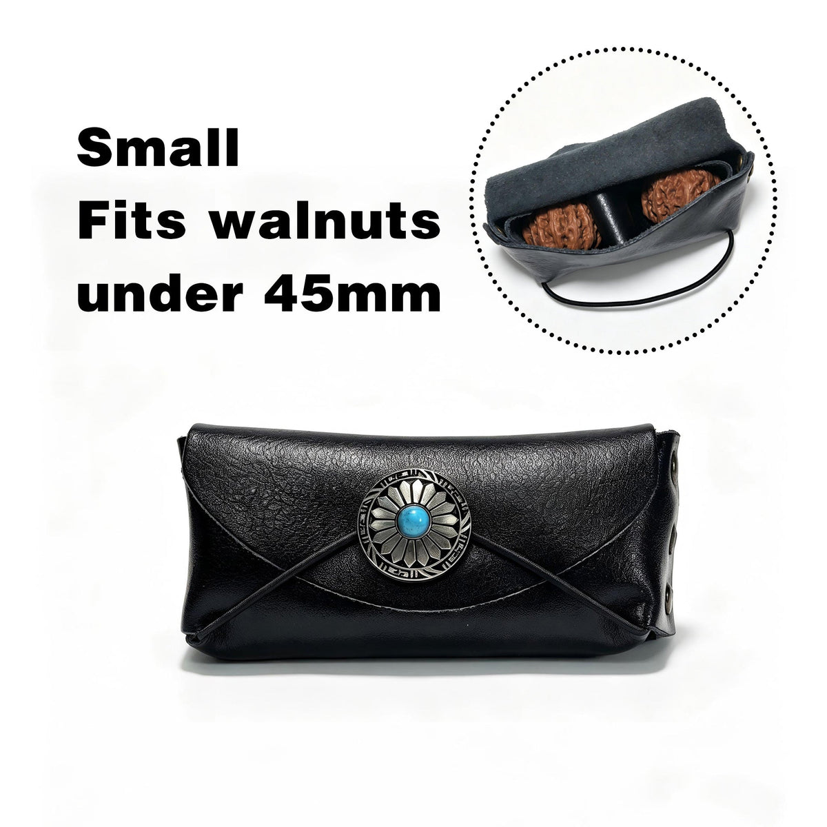 Premium Leather Wenwan Walnut Pouch – Vintage Concho Dual-Compartment Carrying Case - ThePatinaProject