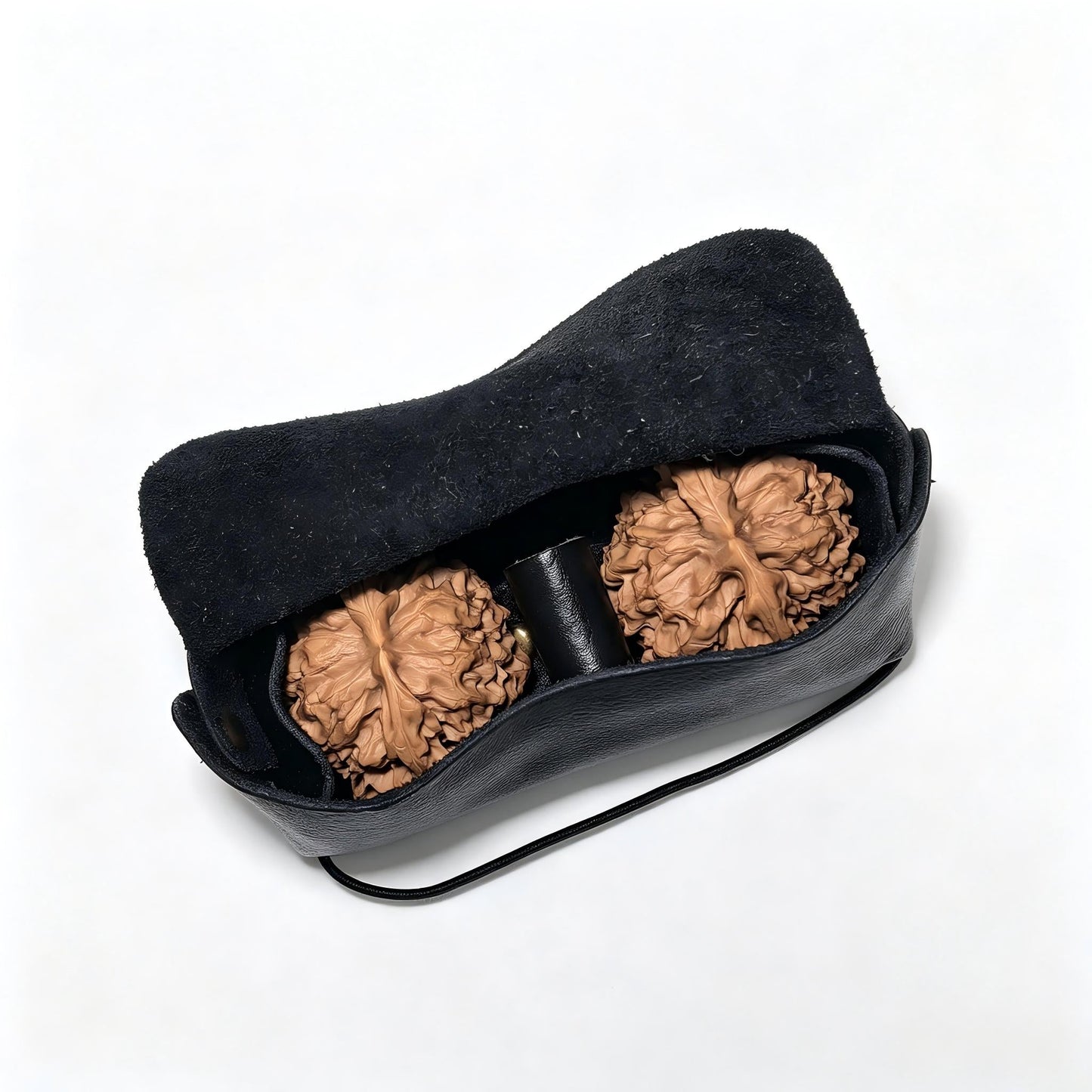 Premium Leather Wenwan Walnut Pouch – Vintage Concho Dual-Compartment Carrying Case - ThePatinaProject