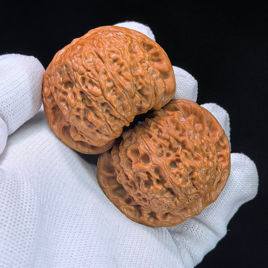 Premium Xue Qi Lin Wenwan Walnuts 45x42mm - Pair XQL-1301C - Blood Kylin Lion Head Hand Exerciser - Heavy Scale Texture Fidget Toy - ThePatinaProject
