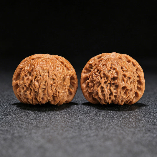 Premium Xue Qi Lin Wenwan Walnuts 45x42mm - Pair XQL-1301C - Blood Kylin Lion Head Hand Exerciser - Heavy Scale Texture Fidget Toy - ThePatinaProject