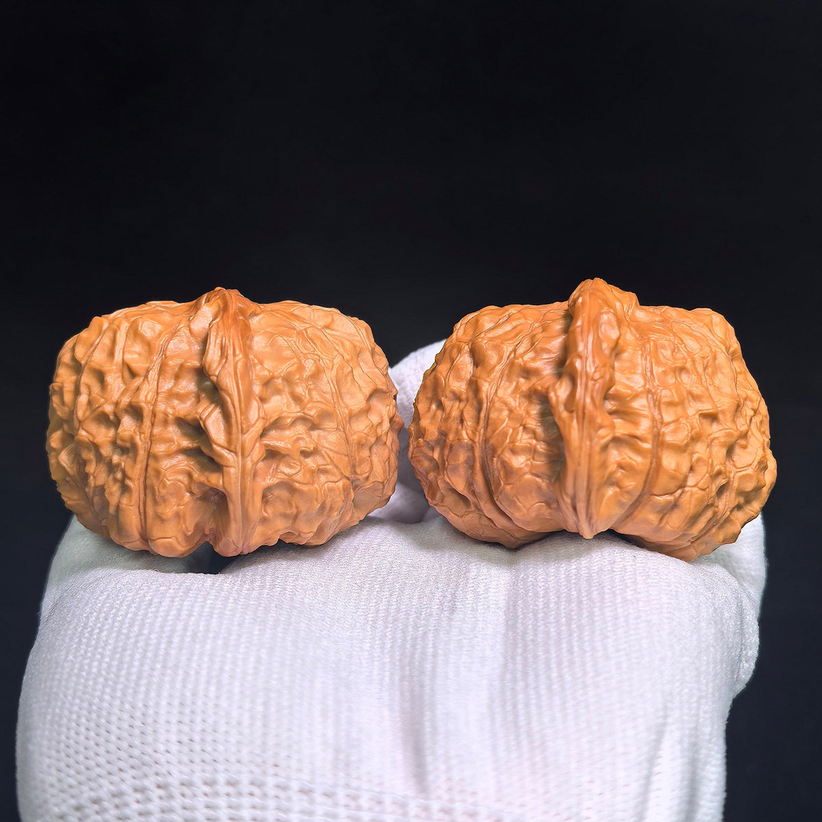 "Pumpkin Dun" Nanguadun NDG-CWB2E Wenwan Walnuts Collector Pair | 46.0mm x 50.0mm | Stock ID: NDG-CWB2E - ThePatinaProject