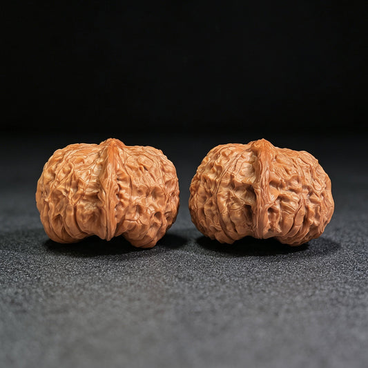 "Pumpkin Dun" Nanguadun NDG-CWB2E Wenwan Walnuts Collector Pair | 46.0mm x 50.0mm | Stock ID: NDG-CWB2E - ThePatinaProject